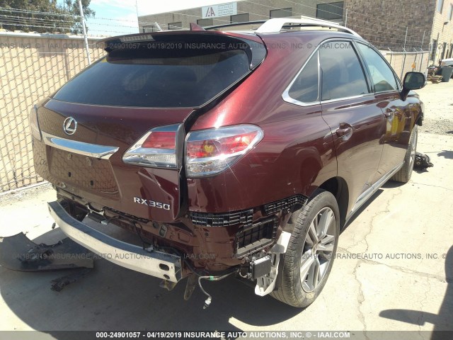 2T2BK1BA0FC326132 - 2015 LEXUS RX 350/BASE/F SPORT MAROON photo 4