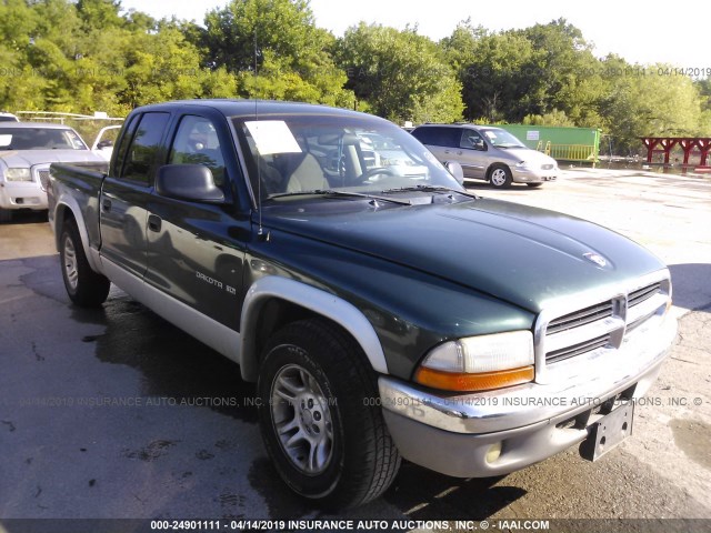 1B7GL2AN81S147152 - 2001 DODGE DAKOTA QUAD GREEN photo 1