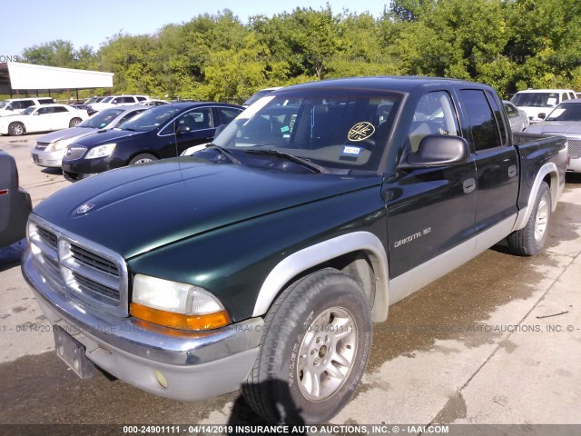 1B7GL2AN81S147152 - 2001 DODGE DAKOTA QUAD GREEN photo 2