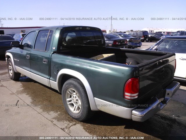 1B7GL2AN81S147152 - 2001 DODGE DAKOTA QUAD GREEN photo 3