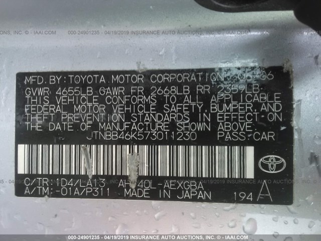 JTNBB46K573011230 - 2007 TOYOTA CAMRY NEW GENERAT HYBRID SILVER photo 9