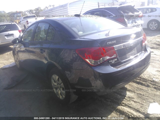 1G1P15SH6F7243588 - 2015 CHEVROLET CRUZE L Dark Blue photo 3