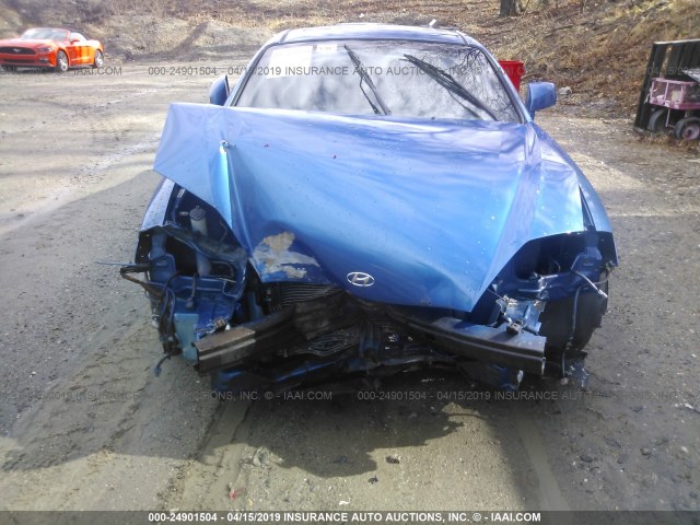 KMHHN65F74U113118 - 2004 HYUNDAI TIBURON GT BLUE photo 6