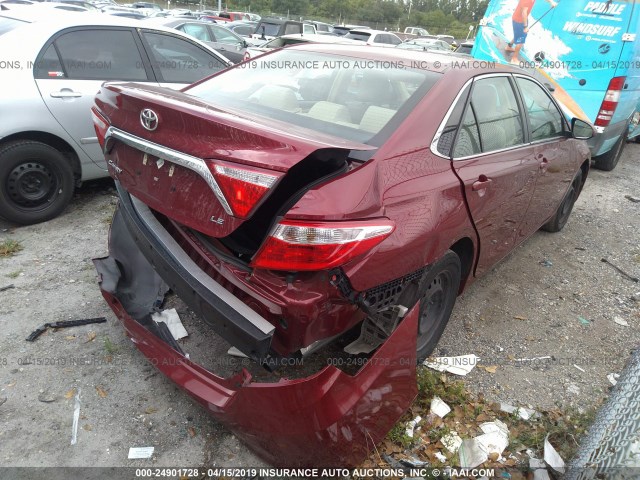 4T1BF1FK2HU730479 - 2017 TOYOTA CAMRY LE/XLE/SE/XSE RED photo 4