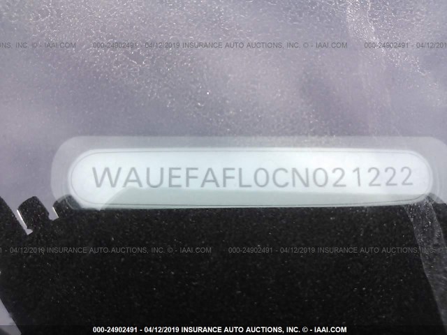 WAUEFAFL0CN021222 - 2012 AUDI A4 PREMIUM PLUS GRAY photo 9