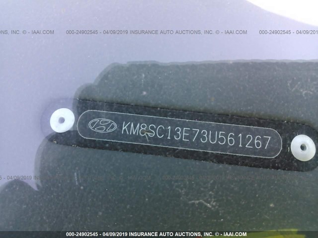 KM8SC13E73U561267 - 2003 HYUNDAI SANTA FE GLS/LX GRAY photo 9