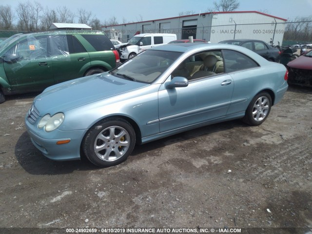 WDBTJ65J53F058023 - 2003 MERCEDES-BENZ CLK 320C Light Blue photo 2