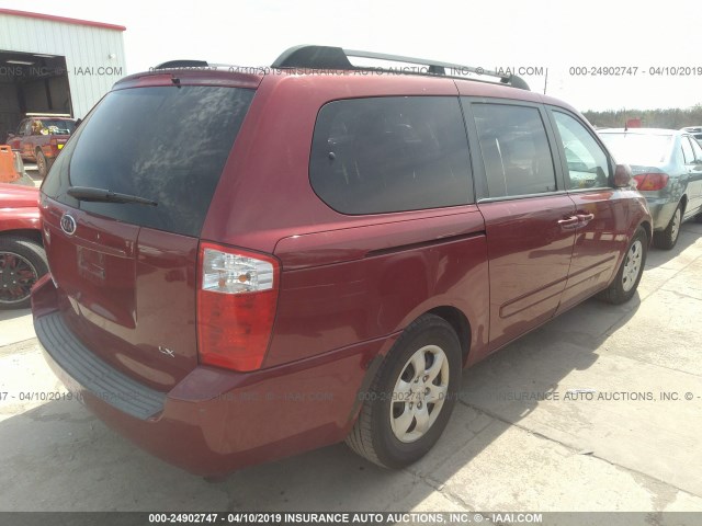 KNDMB233366057053 - 2006 KIA SEDONA EX/LX RED photo 4