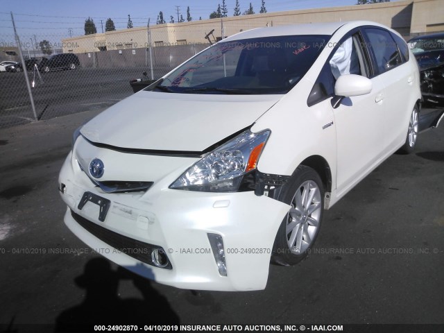 JTDZN3EU1EJ010575 - 2014 TOYOTA PRIUS V WHITE photo 2