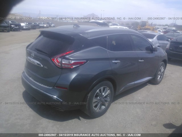 5N1AZ2MG0GN164905 - 2016 NISSAN MURANO S/SL/SV/PLATINUM GRAY photo 4