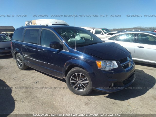 2C4RDGCG7HR662432 - 2017 DODGE GRAND CARAVAN SXT BLUE photo 1