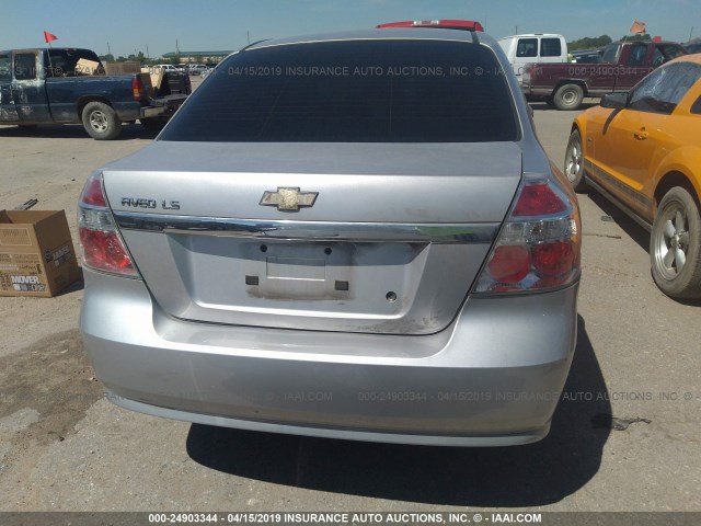 KL1TD56688B089687 - 2008 CHEVROLET AVEO LS SILVER photo 6