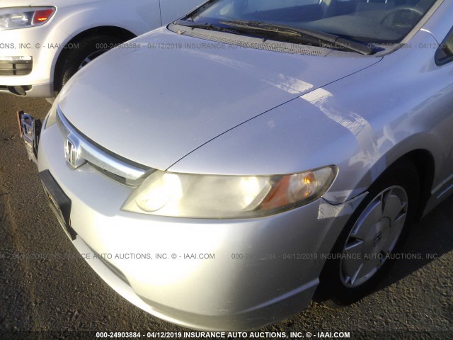 JHMFA36276S022381 - 2006 HONDA CIVIC HYBRID SILVER photo 6