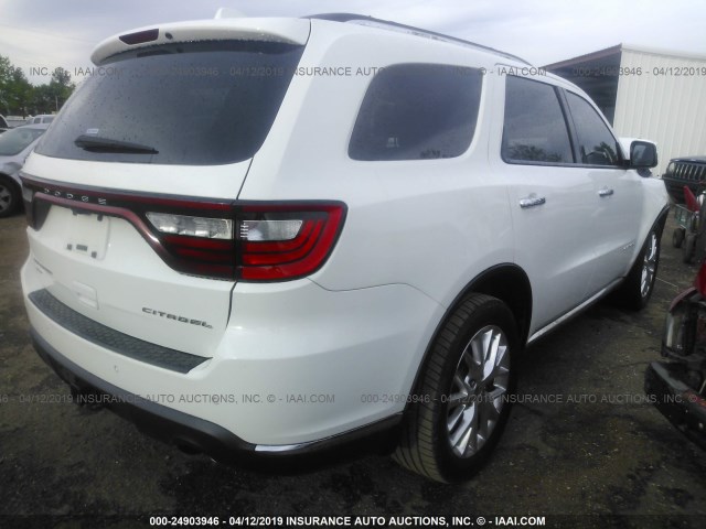 1C4RDJEG7EC391127 - 2014 DODGE DURANGO CITADEL WHITE photo 4