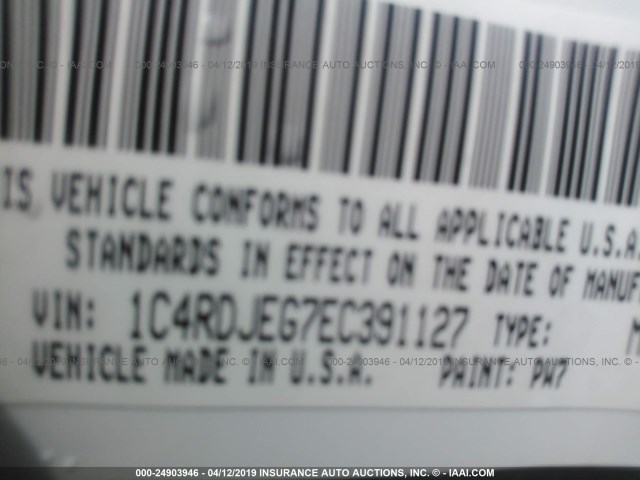 1C4RDJEG7EC391127 - 2014 DODGE DURANGO CITADEL WHITE photo 9