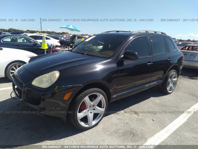 WP1AC29P95LA90910 - 2005 PORSCHE CAYENNE TURBO BLACK photo 2