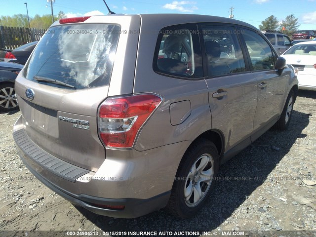 JF2SJAACXEG465616 - 2014 SUBARU FORESTER 2.5I BEIGE photo 4