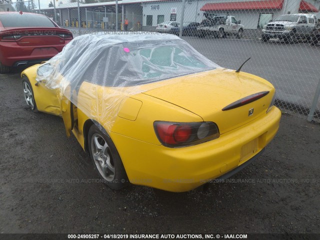 JHMAP11421T003052 - 2001 HONDA S2000 YELLOW photo 3