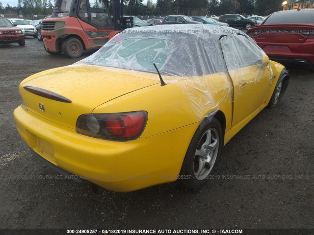 JHMAP11421T003052 - 2001 HONDA S2000 YELLOW photo 4