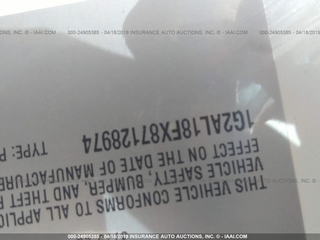 1G2AL18FX87128974 - 2008 PONTIAC G5 WHITE photo 9