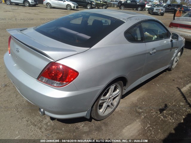 KMHHM65D15U182308 - 2005 HYUNDAI TIBURON GRAY photo 4