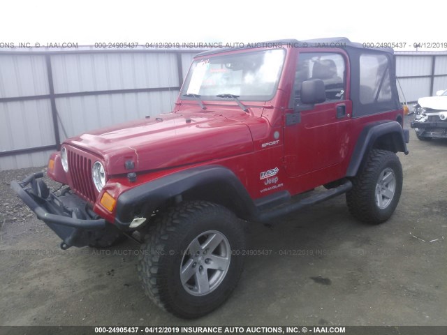 1J4FA49S34P729376 - 2004 JEEP WRANGLER / TJ SPORT RED photo 2