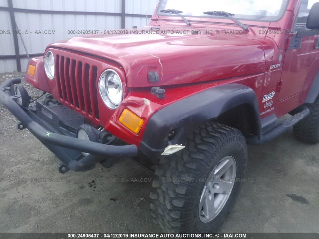 1J4FA49S34P729376 - 2004 JEEP WRANGLER / TJ SPORT RED photo 6