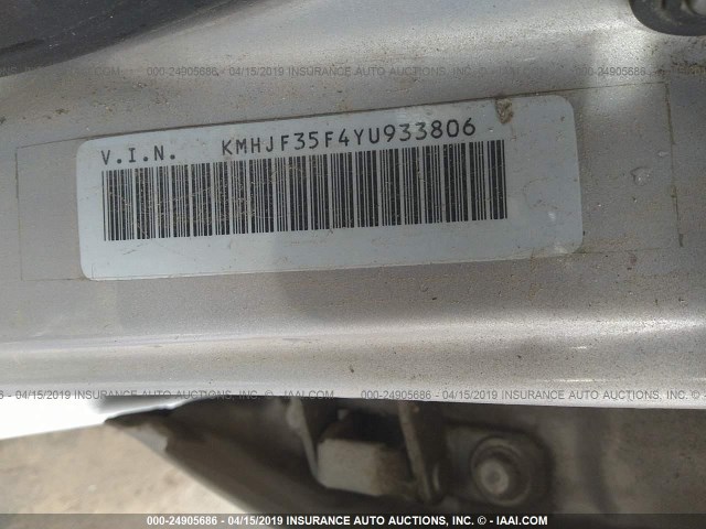 KMHJF35F4YU933806 - 2000 HYUNDAI ELANTRA GLS GRAY photo 9