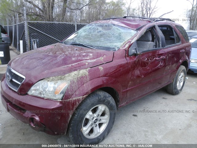 KNDJC733245309455 - 2004 KIA SORENTO EX/LX MAROON photo 2