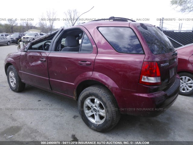 KNDJC733245309455 - 2004 KIA SORENTO EX/LX MAROON photo 3