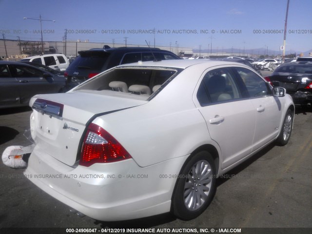 3FADP0L39AR205326 - 2010 FORD FUSION HYBRID WHITE photo 4