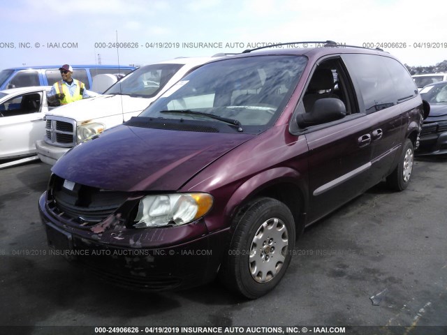 2C4GP44372R537561 - 2002 CHRYSLER TOWN & COUNTRY LX BURGUNDY photo 2