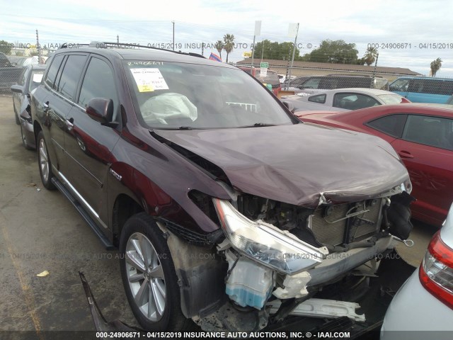 JTEDC3EH0C2005356 - 2012 TOYOTA HIGHLANDER HYBRID LIMITED RED photo 1