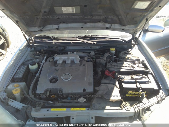 JN1DA31A83T401437 - 2003 NISSAN MAXIMA GLE/SE SILVER photo 10