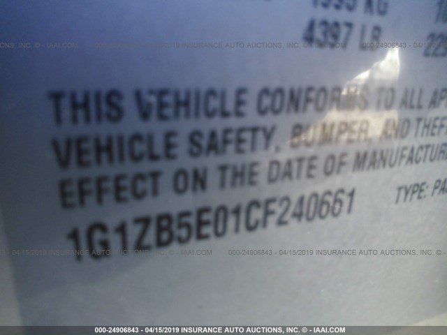 1G1ZB5E01CF240661 - 2012 CHEVROLET MALIBU LS GOLD photo 9