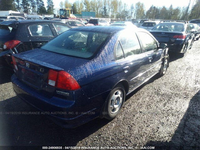 JHMES96645S013392 - 2005 HONDA CIVIC HYBRID Dark Blue photo 4