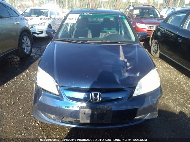 JHMES96645S013392 - 2005 HONDA CIVIC HYBRID Dark Blue photo 6