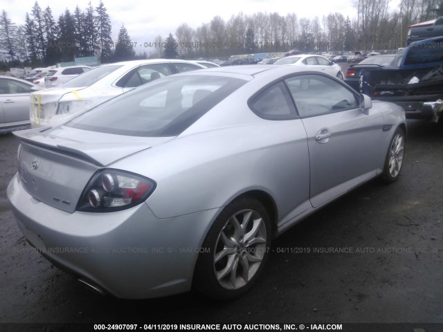 KMHHN66F88U269365 - 2008 HYUNDAI TIBURON GT/SE/GT LIMITED SILVER photo 4