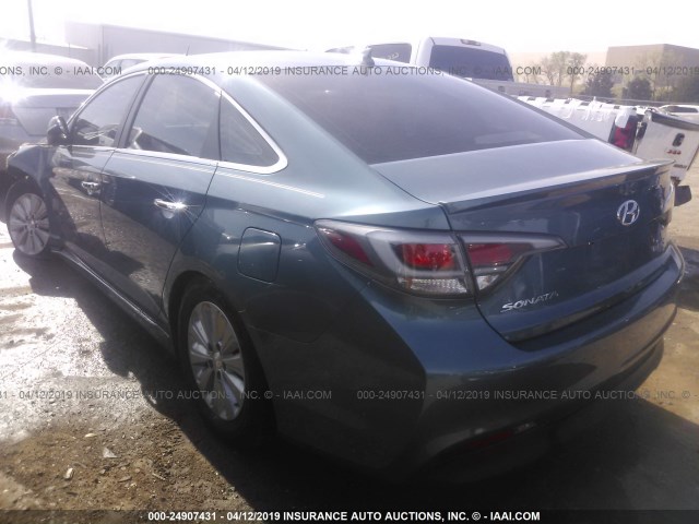 KMHE24L14GA016276 - 2016 HYUNDAI SONATA HYBRID/SE BLUE photo 3