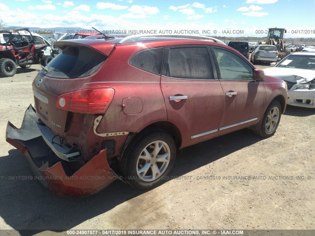 JN8AS5MV6BW288807 - 2011 NISSAN ROGUE S/SV/KROM RED photo 4