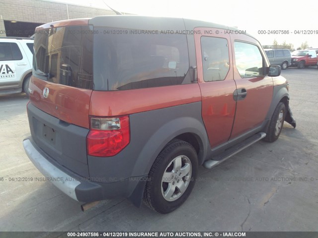 5J6YH18593L010458 - 2003 HONDA ELEMENT EX ORANGE photo 4