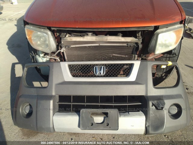 5J6YH18593L010458 - 2003 HONDA ELEMENT EX ORANGE photo 6