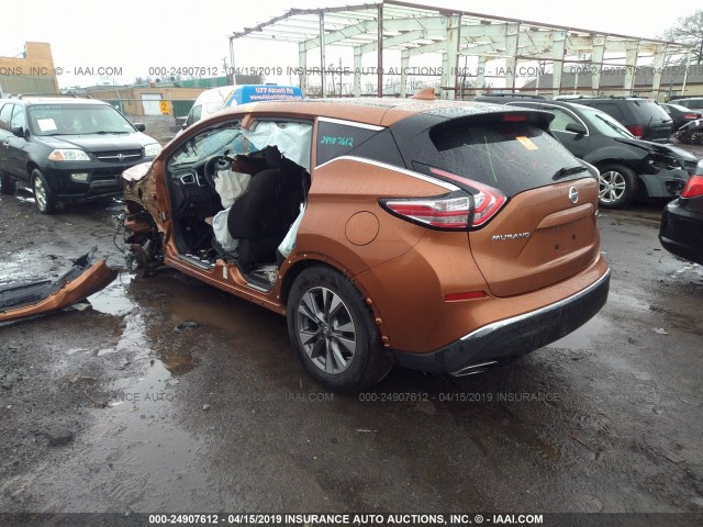 5N1AZ2MH2GN140985 - 2016 NISSAN MURANO S/SL/SV/PLATINUM ORANGE photo 3