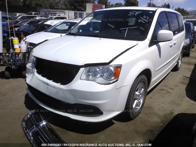 2C4RDGCG5DR550545 - 2013 DODGE GRAND CARAVAN SXT WHITE photo 2