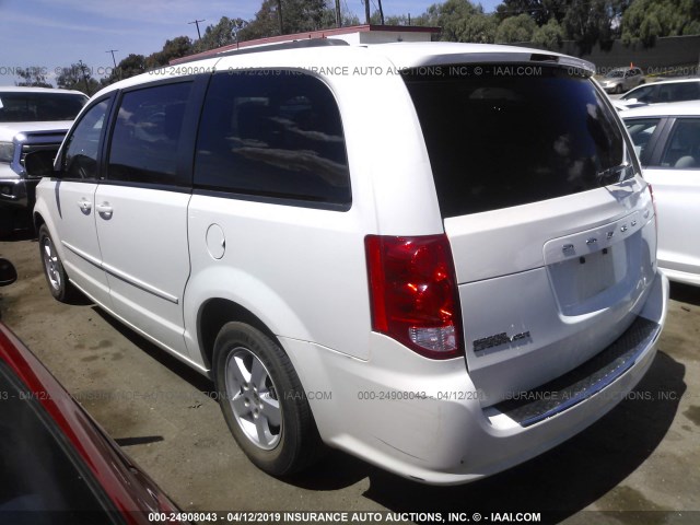 2C4RDGCG5DR550545 - 2013 DODGE GRAND CARAVAN SXT WHITE photo 3