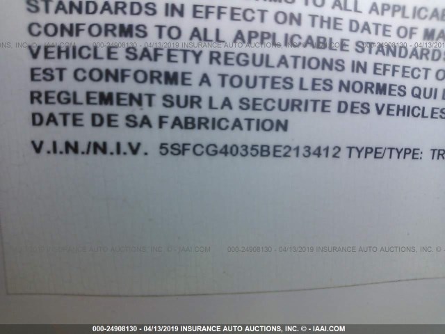 5SFCG4035BE213412 - 2011 HEARTLAND CYCLONE  未知 照片 9