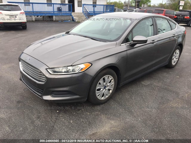 1FA6P0G71E5351301 - 2014 FORD FUSION S GRAY photo 2