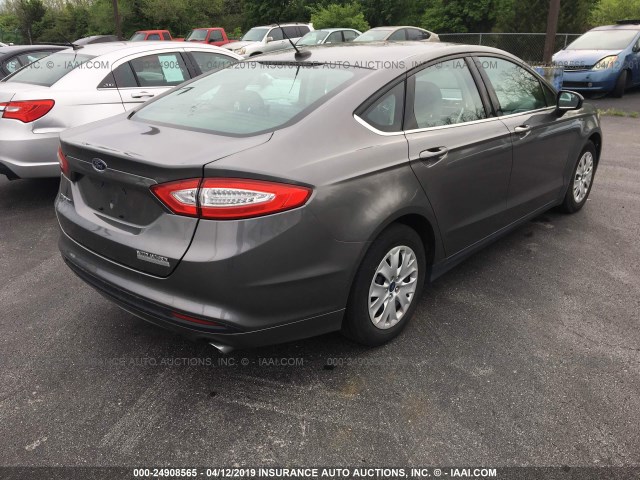 1FA6P0G71E5351301 - 2014 FORD FUSION S GRAY photo 4