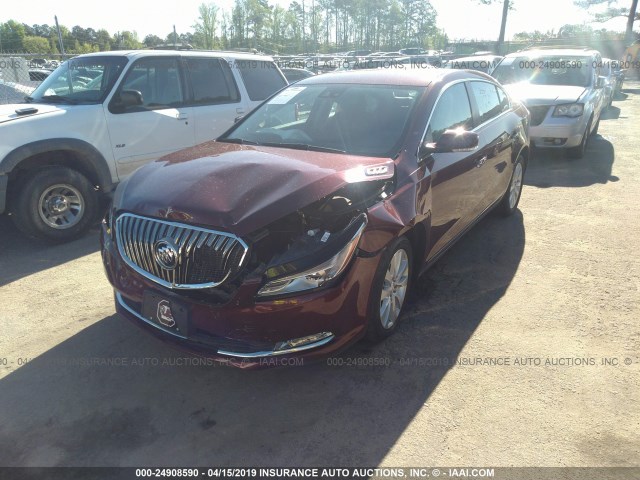 1G4GB5GR5EF257763 - 2014 BUICK LACROSSE BURGUNDY photo 2