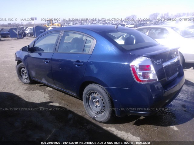 3N1AB6AP8CL783060 - 2012 NISSAN SENTRA 2.0/2.0S/SR/2.0SL BLUE photo 3